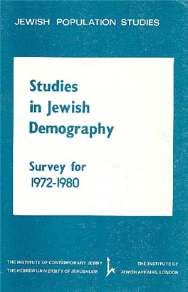 >Studies in Jewish Demography: Survey for 1972–1980