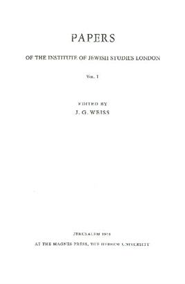 >Papers of the Institute of Jewish Studies, Vol. l